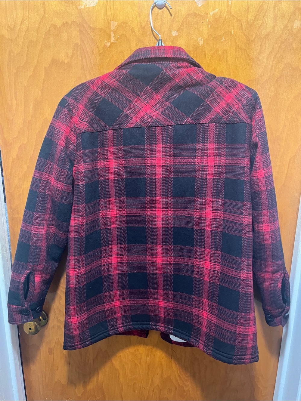 Dravus Women's Red & Black Plaid Sherpa-Lined Utility Jacket - Picture 4 of 5